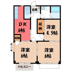 宇都宮駅 バス13分  中御幸町下車：停歩14分 1階の物件間取画像